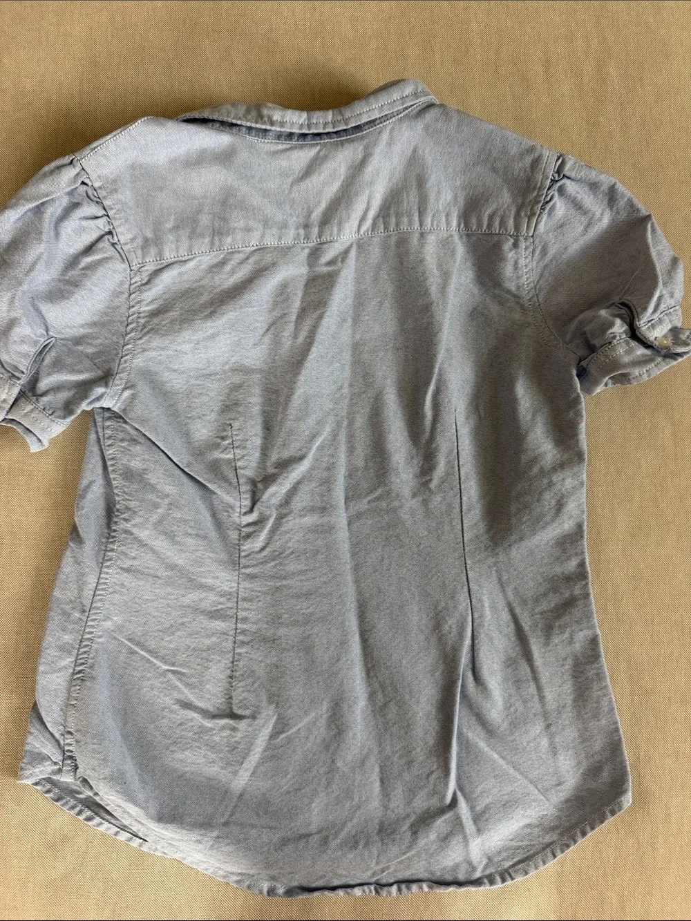 Girls Ralph Lauren Light Blue Short Sleeve Button-Down Oxford Shirt, size 8.